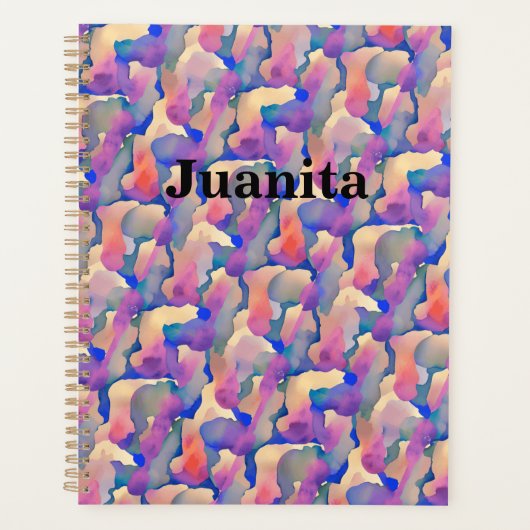 Waterverfpatroon Gepersonaliseerde Planner (Voorkant)