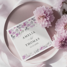 Waterverfpatroon Huwelijk met Rustieke Bloemen Servet