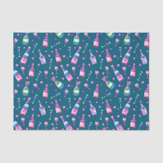 Waterverfpatroon met alcohol | Donker Teal Tissuepapier (Voorkant)