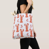 Waterverfpatroon met de hand geschilderde kreeft r tote bag (Dichtbij)