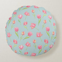 Waterverfpatroon met delicate roze ronde kussen