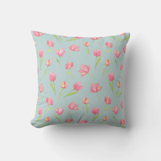 Waterverfpatroon met delicate roze ronde kussen