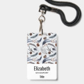 Waterverfpatroon met dennenappels en dennennaalden badge (Achterkant met lanyard)