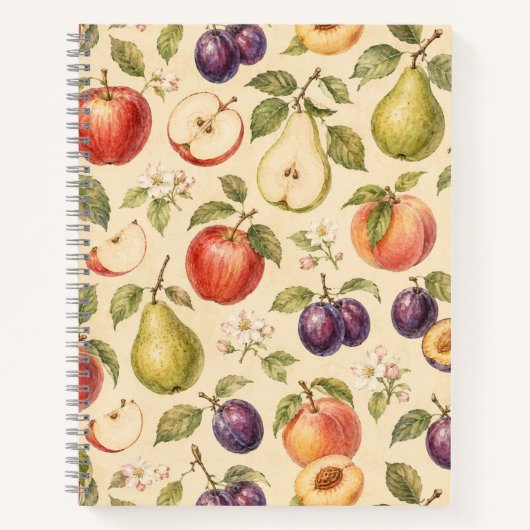 Waterverfpatroon van boomgaard fruit notitieboek (Voorkant)