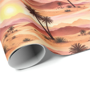Waterverfpatroon van een door de zon verlichte woe cadeaupapier