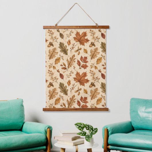 Waterverfpatroon van herfstbladeren hangend wandkleed (Woonkamer)