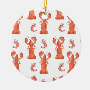 Waterverfpatroon van kreeft schaaldier keramisch ornament