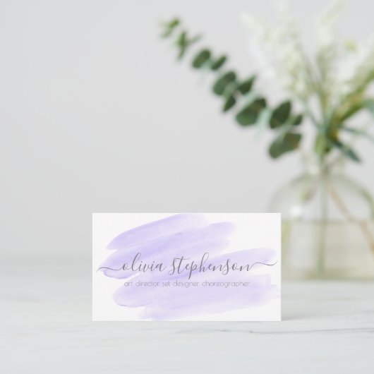 Waterverfpenseelstreek Blush Lilac Visitekaartje (Staand voorkant)