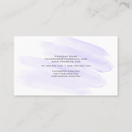 Waterverfpenseelstreek Blush Lilac Visitekaartje (Achterkant)