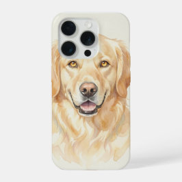 Waterverfportret van een Golden Retriever iPhone 15 Pro Case
