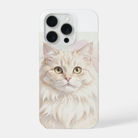 Waterverfportret van Perzische kat iPhone Hoesje (Achterkant)