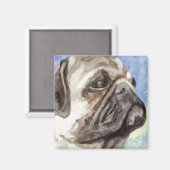 Waterverfportret van Pug Magneet (Voorkant / Achterkant)