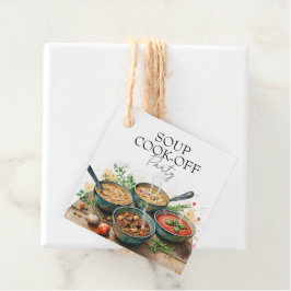 Waterverfpot met landelijke soep kookwedstrijd pot bedankjes labels