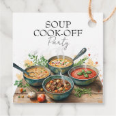 Waterverfpot met landelijke soep kookwedstrijd pot bedankjes labels (Achterkant)
