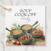 Waterverfpot met landelijke soep kookwedstrijd pot bedankjes labels (Voorkant)
