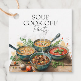 Waterverfpot met landelijke soep kookwedstrijd pot bedankjes labels