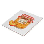 Waterverfpot met verse perzikjam en perzik tegeltje (Zijkant)