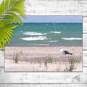 Waterverfprint van Strand met Meeuw Poster