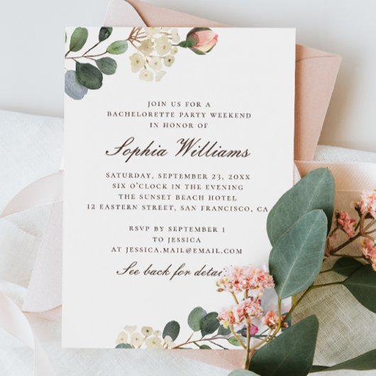 Waterverfrozen bloemrijke vrijgezellenfeest weeken kaart