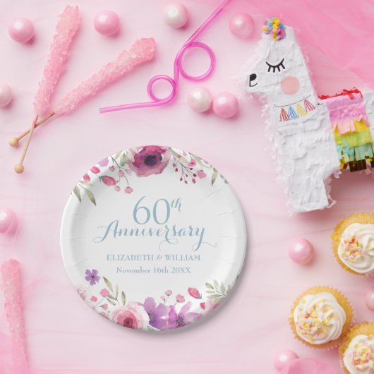 Waterverfrozen Groen 60ste verjaardag Papieren Bordje (Feest)