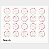 Waterverfrozen Roze Rood Bruiloftsfeest Ronde Sticker (Vel)