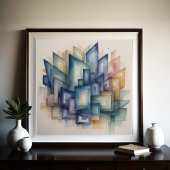 Waterverfschilderij Abstract Modern Geometrisch 1: Poster