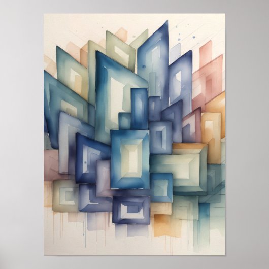 Waterverfschilderij Abstract Modern Geometrisch 1: Poster (Voorkant)