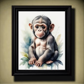 Waterverfschilderij Baby Chimpansee Kledingkamer 5 Poster