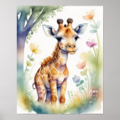 Waterverfschilderij Baby Giraffe-kinderkamer 5:4 Poster (Voorkant)