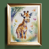 Waterverfschilderij Baby Giraffe-kinderkamer 5:4 Poster