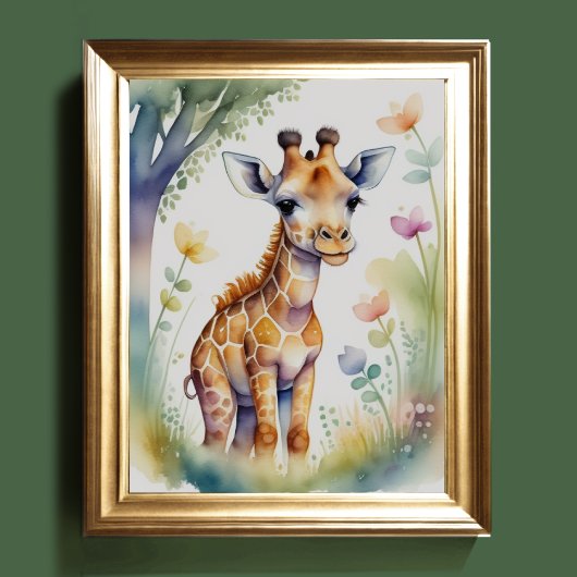 Waterverfschilderij Baby Giraffe-kinderkamer 5:4 Poster