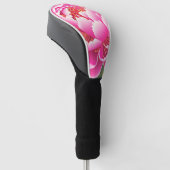 Waterverfschilderij met roze bloem golfheadcover (Schuin)
