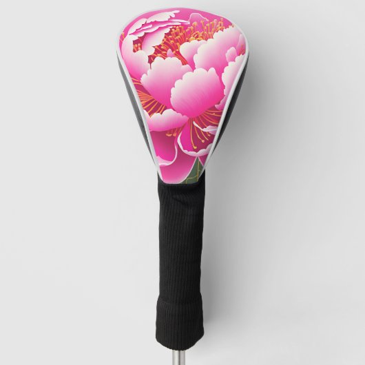 Waterverfschilderij met roze bloem golfheadcover (Voorkant)