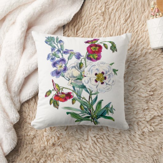 Waterverfschilderij met vintage bloemenboeket kussen (Deken)