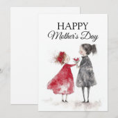 Waterverfschilderij Moederdag Feestdagenkaart (Voorkant / Achterkant)