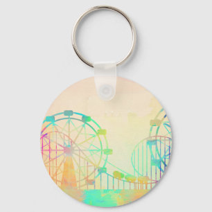 Waterverfschilderij Reuzenrad Kermis Kunst Sleutelhanger