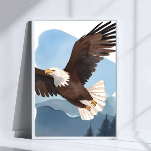 Waterverfschilderij van een Amerikaanse zeearend Poster