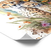 Waterverfschilderij van jachtluipaard baby en moed poster (Hoek)