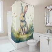 Waterverfschilderij van konijn douchegordijn (In situ)