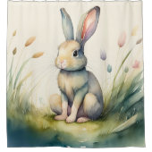 Waterverfschilderij van konijn douchegordijn (Voorkant)