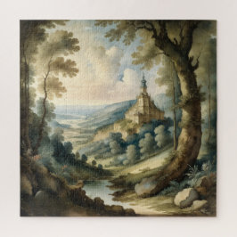 Waterverfschilderij van landschap in antieke stijl legpuzzel