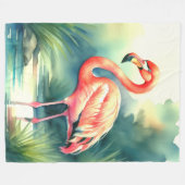 Waterverfschildering Flamingo Fleece Deken (Voorkant (Horizontaal))