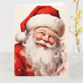Waterverfschildering kerstman kaart (Gele Bloem)