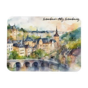 Waterverfschildering Panorama Uitzicht Luxemburg S Magneet