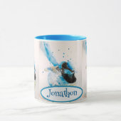 Waterverfschildering van de Blauwe Winterkoning Au Mok (Midden)