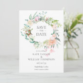 Waterverfslinger van wilde rozen Save the Date kaa (Staand voorkant)