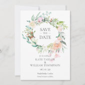 Waterverfslinger van wilde rozen Save the Date kaa (Voorkant)