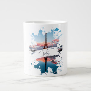 Waterverfspat-art-mok met Parijs-motief   Eiffelto Grote Koffiekop