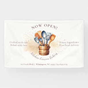 Waterverfspat Keuken Gereedschap Productlabel Spandoek
