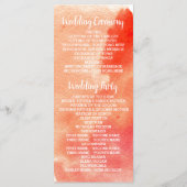 Waterverfspat, koraalrif huwelijksprogramma programmakaart (Achterkant)